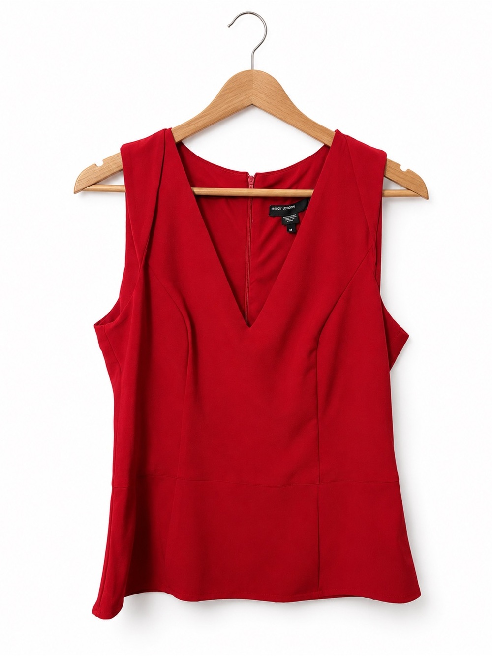 NWT- Maggy London Red V-Neck Sleeveless Blouse Top M